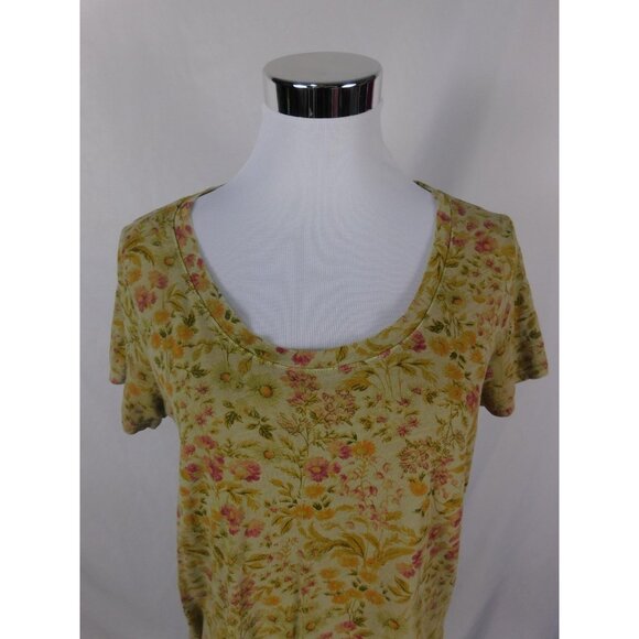 Old Navy Green Floral Scoop Neck Everywear Tee Boho Witch M - Picture 2 of 12